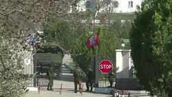 CLEAN : Russian flags are floating on Belbek milit News Clip
