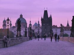 Charles Bridge, Prague, Czech Republic Stock Footage