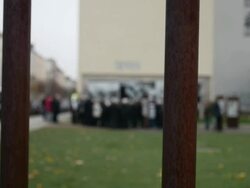 Balloons at former site of Berlin Wall Stock Footage