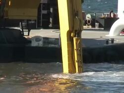 (HD1080i) Dredging Sediment Mud From Under Water (Close Up) Stock Footage