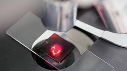 Scientist is using with microscope Stock Footage