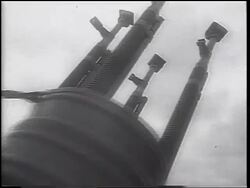 B/W 1962 low angle close up large gun / Cuba / Cuban Missile Crisis / newsreel Stock Footage
