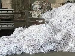 PAN Shredded Paper Prepared for Recycling Process Stock Footage