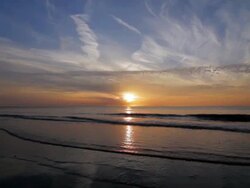 WS Belgium, Ostend, sunset above the sea /Ostend, West Flanders, Belgium Stock Footage