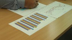 Businessman analyzing data and take note Stock Footage