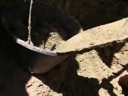 CU TU Shot of Man digging to reach water / Pilao Arcado, Bahia, Brazil Stock Footage