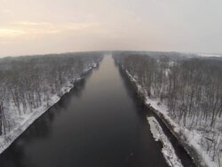 HD HELI: Aerial Shot Of The River In Winter Stock Footage