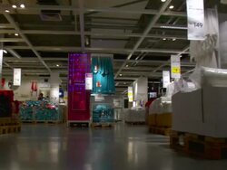 MS POV Shot of interior of IKEA warehouse / Dubai, United Arab Emirates Stock Footage