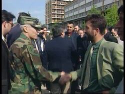 BOSNIA: GENERAL WESLEY CLARK ARRIVES IN SREBRENICA (V) News Clip
