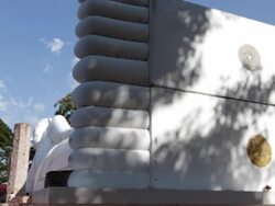 The largest and longest reclining Buddha in Thailand Stock Footage