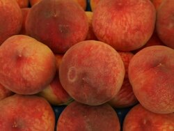 CU LD Ripe Peaches for Sale in Market / Venice, Italy Stock Footage