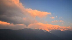 Time-lapse: Snow Mountain Landscape at Sunrise Stock Footage