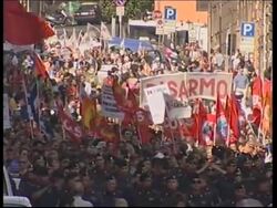 Anti-Bush protesters march through Rome News Clip