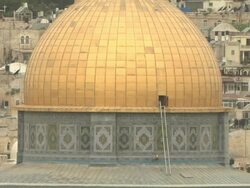Pan back shot dome of the rock Jerusalem Israel Stock Footage