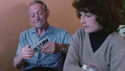 1978 MONTAGE Granddaughter calling on her grandmother while she plays cards in a seniors center / United Kingdom Stock Footage