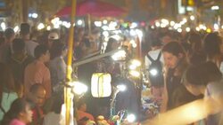 Anonymous crowd in Walking Street night market Stock Footage
