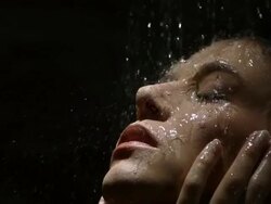 HD Super Slow-Mo: Young Woman Enjoys A Shower Stock Footage