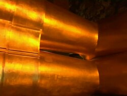 Pan Right Shot Reclining Buddha Bangkok Thailand Stock Footage