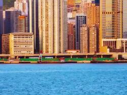 River and Skyscrapers Stock Footage