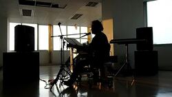 Silhouette man playing guitar Stock Footage