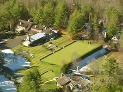 WS AERIAL View of wade hampton golf club with snow / North Carolina, United States Stock Footage