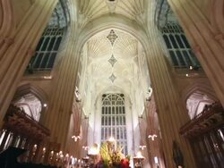 100 People Attend A Banquet In Bath Abbey Stock Footage