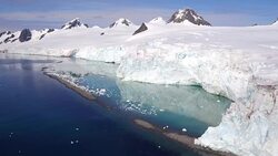 Aerial Views of Glaciers on Livingston Island, Antarctica Stock Footage
