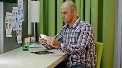 Adult businessman working in home office dealing with finances and budgets Stock Footage