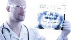 Doctor examining X-Ray image. Animation Stock Footage