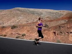 Running in mountains Stock Footage