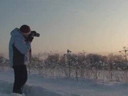 Winter photographer Stock Footage