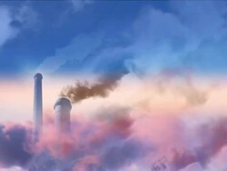 NTSC, loopable: Smoke stacks (right side copy space, composition) Stock Footage