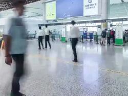 T/L WS ZI Guangzhou Airport Security. Stock Footage
