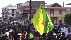 CLEAN : Protests as Macron visits French S.American territory (2) News Clip