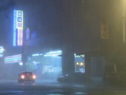 Torrential Hurricane Rain Pours Down On City Stock Footage