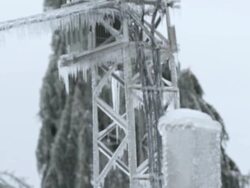 Electricity Pylons Encapsulated In Glaze Ice Stock Footage