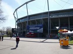 Mid shot of stadium exterior. General View Stadium Stock Footage