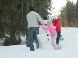 Family enjoying winter Stock Footage