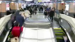 HD Time-lapse: Traveler Crowd at Umeda Osaka Train Station Stock Footage