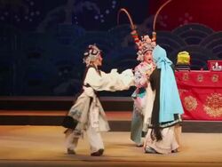MS PAN Artist performing Qinqiang opera in theater and Qinqiang is representative folk opera of northwest china AUDIO / xi'an, shaanxi, china Stock Footage