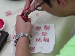 CU Chinese Seal engraver/xian,shaanxi,China Stock Footage