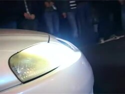 Street racing. Car burning tires.  Auto sport Stock Footage