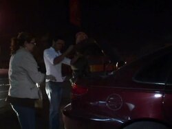 April 3 2009 WS ZI Soldiers frisking drivers and searching car, Juarez, Chihuahua, Mexico, AUDIO Stock Footage