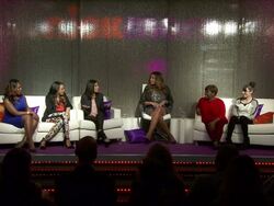 SPEECH - Sheryl Lee Ralph, Tia Mowry-Hardrict, Wendy Williams, Sherri Shepherd, and Andrea Rosen on kids short attention span  "NickMom" Panel Discussion Stock Footage