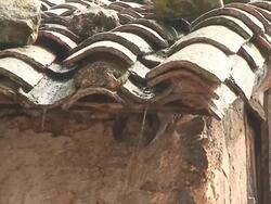 Heavy rain on the village roof Stock Footage