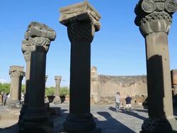 Zvartnots Cathedral, view of the columns Stock Footage