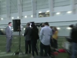 Tim Tebow gives first Jets press conference Stock Footage