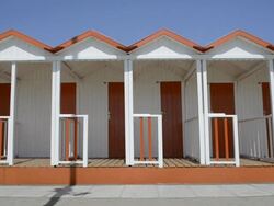 MS Shot of Beach huts / Forte dei Marmi, Tuscany, Italy Stock Footage