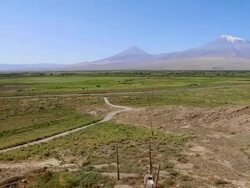 Ararat mountain, view of mount Ararat, and the border between Armenia and Turkey Stock Footage