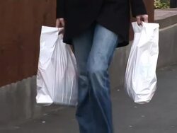 Plastic Carrier Shopping Bags Stock Footage